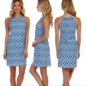 Jude Connally Halter Sleeveless Mod Geometric Diamond Print Lisa Dress Sz S
